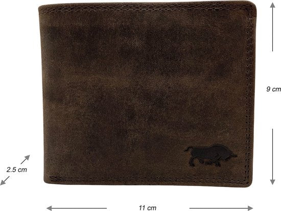 Portemonnee heren portefeuille heren arrigo portemonnee billfold model donkerbruin buffelleer - Arrigo Leather Goods