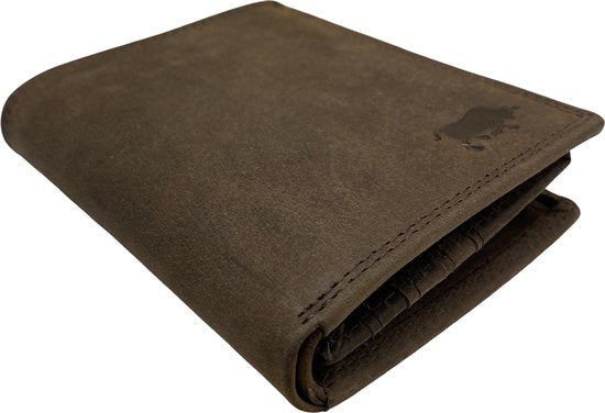 Portemonnee heren portefeuille heren arrigo portemonnee billfold model donkerbruin buffelleer - Arrigo Leather Goods