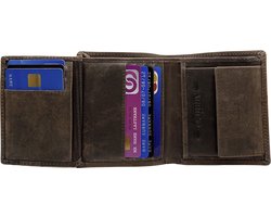 Portemonnee heren portefeuille heren arrigo portemonnee billfold model donkerbruin buffelleer - Arrigo Leather Goods