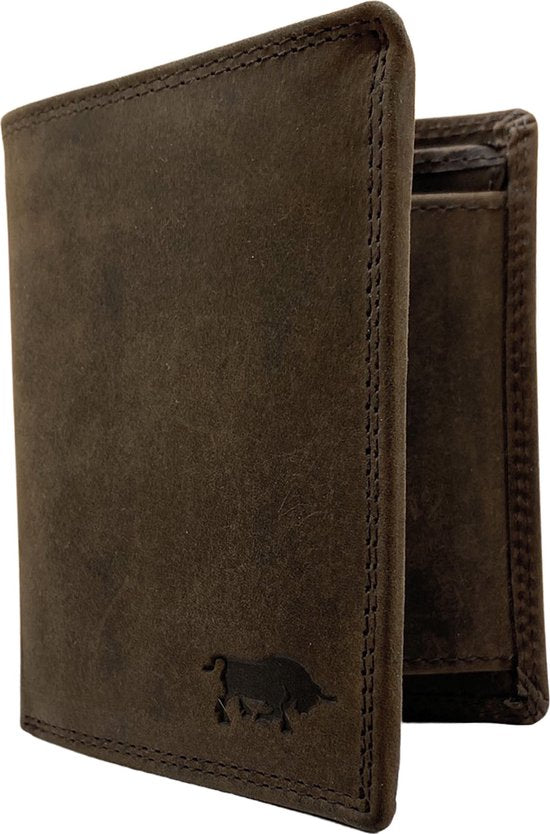 Portemonnee heren portefeuille heren arrigo portemonnee billfold model donkerbruin buffelleer - Arrigo Leather Goods