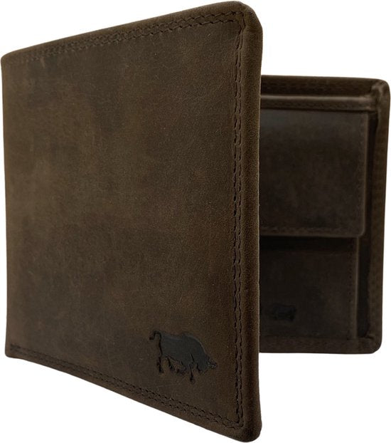 Portemonnee heren portefeuille heren arrigo portemonnee billfold model donkerbruin buffelleer - Arrigo Leather Goods