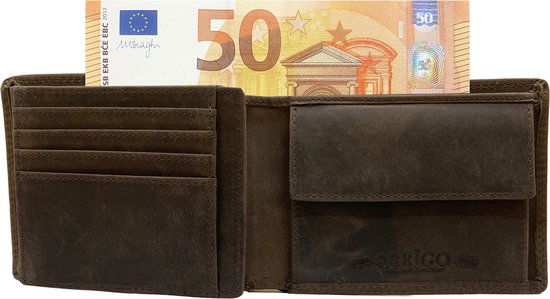 Portemonnee heren portefeuille heren arrigo portemonnee billfold model donkerbruin buffelleer - Arrigo Leather Goods