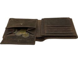 Portemonnee heren portefeuille heren arrigo portemonnee billfold model donkerbruin buffelleer - Arrigo Leather Goods
