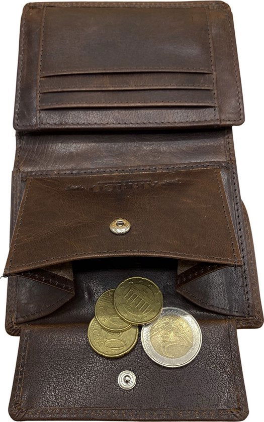 Portemonnee heren portefeuille heren arrigo portemonnee billfold model donkerbruin rundleer - Arrigo Leather Goods