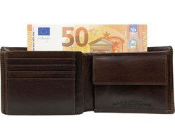 Portemonnee heren portefeuille heren arrigo portemonnee billfold model donkerbruin rundleer - Arrigo Leather Goods