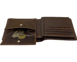 Portemonnee heren portefeuille heren arrigo portemonnee billfold model donkerbruin rundleer - Arrigo Leather Goods