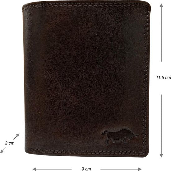 Portemonnee heren portefeuille heren arrigo portemonnee billfold model donkerbruin rundleer - Arrigo Leather Goods