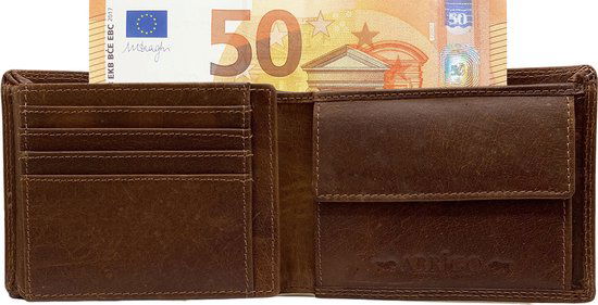 Portemonnee heren portefeuille heren arrigo portemonnee billfold model lichtbruin rundleer - Arrigo Leather Goods