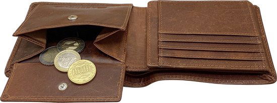 Portemonnee heren portefeuille heren arrigo portemonnee billfold model lichtbruin rundleer - Arrigo Leather Goods
