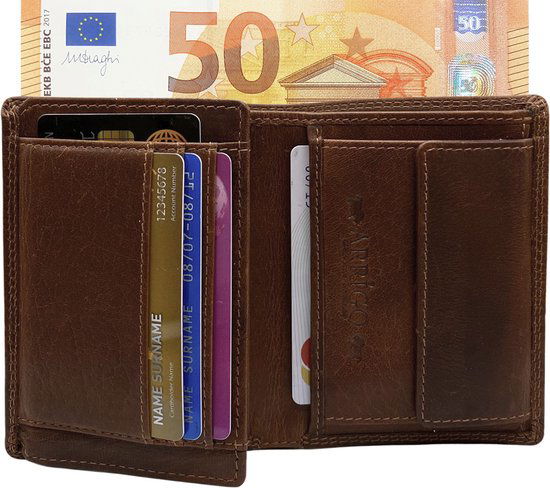 Portemonnee heren portefeuille heren arrigo portemonnee billfold model lichtbruin rundleer - Arrigo Leather Goods