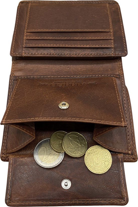 Portemonnee heren portefeuille heren arrigo portemonnee billfold model lichtbruin rundleer - Arrigo Leather Goods