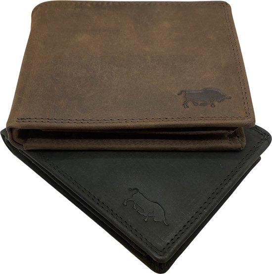 Portemonnee heren portefeuille heren arrigo portemonnee billfold model zwart buffelleer - Arrigo Leather Goods