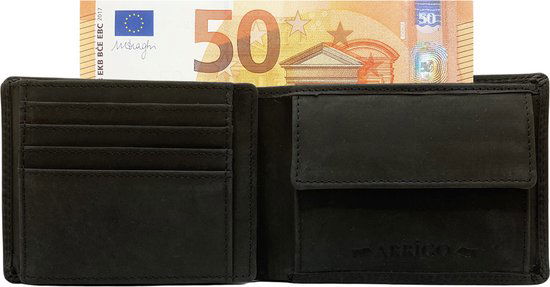 Portemonnee heren portefeuille heren arrigo portemonnee billfold model zwart buffelleer - Arrigo Leather Goods