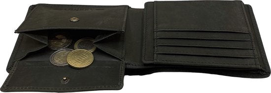 Portemonnee heren portefeuille heren arrigo portemonnee billfold model zwart buffelleer - Arrigo Leather Goods