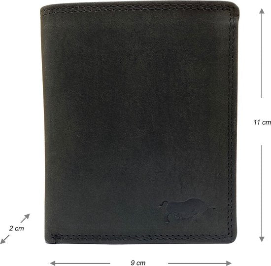 Portemonnee heren portefeuille heren arrigo portemonnee billfold model zwart buffelleer - Arrigo Leather Goods