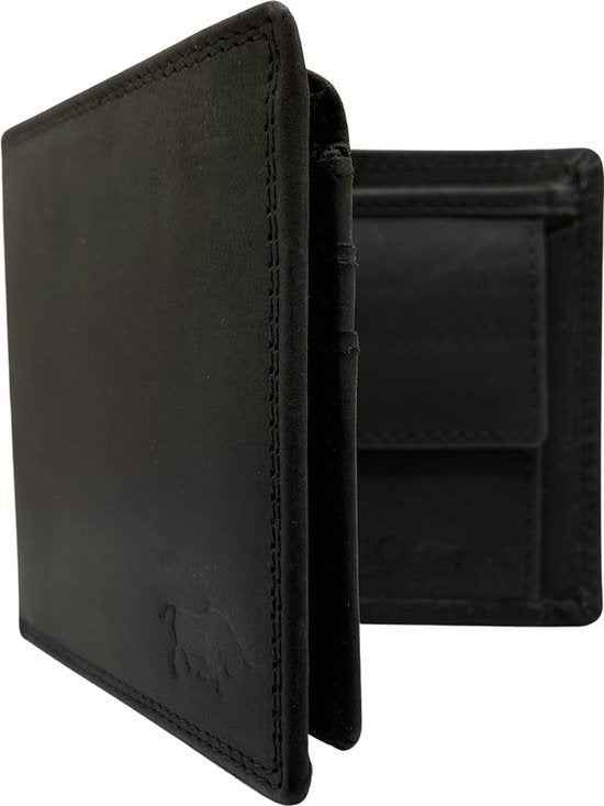 Portemonnee heren portefeuille heren arrigo portemonnee billfold model zwart buffelleer - Arrigo Leather Goods