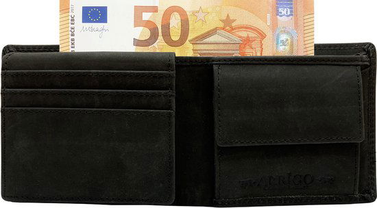 Portemonnee heren portefeuille heren arrigo portemonnee billfold model zwart buffelleer - Arrigo Leather Goods