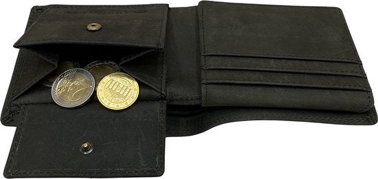 Portemonnee heren portefeuille heren arrigo portemonnee billfold model zwart buffelleer - Arrigo Leather Goods