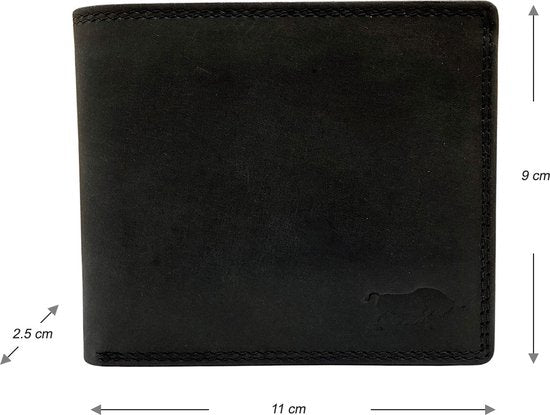 Portemonnee heren portefeuille heren arrigo portemonnee billfold model zwart buffelleer - Arrigo Leather Goods