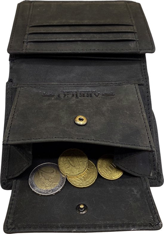 Portemonnee heren portefeuille heren arrigo portemonnee billfold model zwart buffelleer - Arrigo Leather Goods