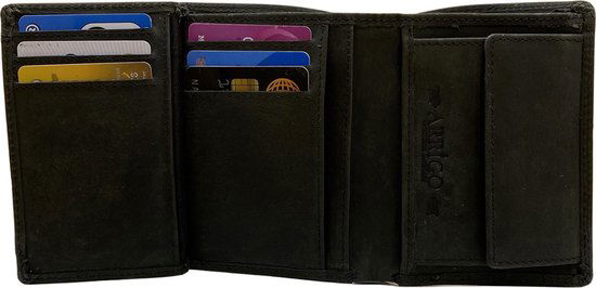 Portemonnee heren portefeuille heren arrigo portemonnee billfold model zwart buffelleer - Arrigo Leather Goods