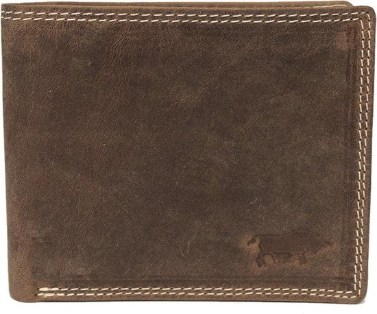 Portemonnee heren portefeuille heren billfold leer buffelleer cognac - Arrigo.nl