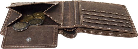 Portemonnee heren portefeuille heren billfold leer buffelleer cognac - Arrigo.nl
