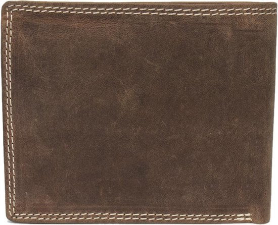 Portemonnee heren portefeuille heren billfold leer buffelleer cognac - Arrigo.nl