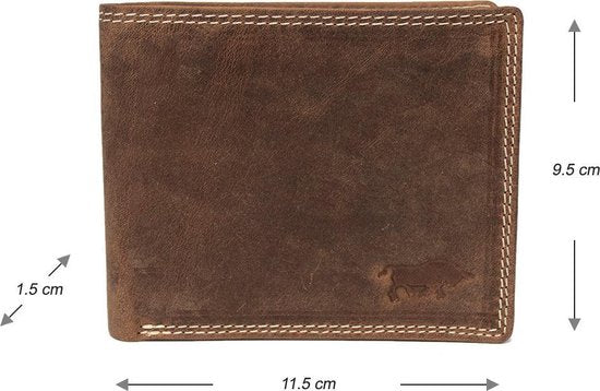 Portemonnee heren portefeuille heren billfold leer buffelleer cognac - Arrigo.nl