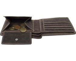 Portemonnee heren portefeuille heren billfold leer buffelleer donkerbruin - Arrigo.nl