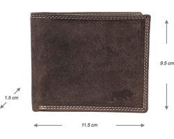 Portemonnee heren portefeuille heren billfold leer buffelleer donkerbruin - Arrigo.nl