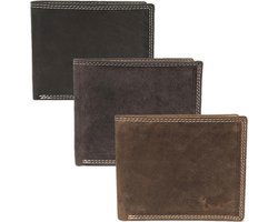 Portemonnee heren portefeuille heren billfold leer buffelleer donkerbruin - Arrigo.nl