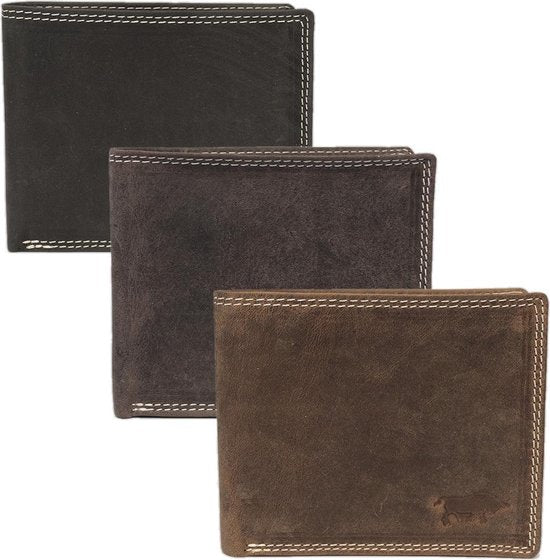 Portemonnee heren portefeuille heren billfold leer buffelleer zwart - Arrigo Leather Goods