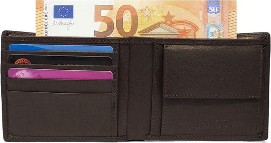 Portemonnee heren portefeuille heren billfold leer donkerbruin arrigo - Arrigo Leather Goods