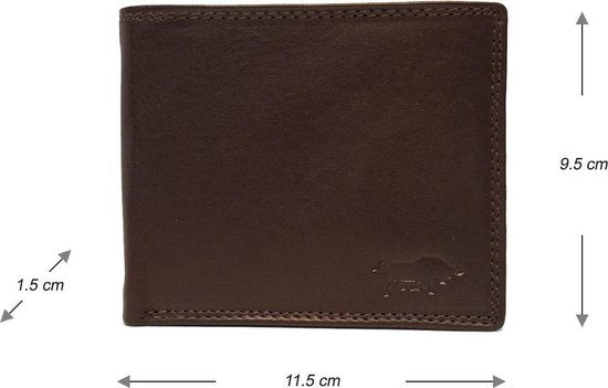 Portemonnee heren portefeuille heren billfold leer donkerbruin arrigo - Arrigo Leather Goods
