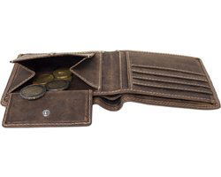 Portemonnee heren portefeuille heren rfid leer buffelleer cognac - Arrigo.nl