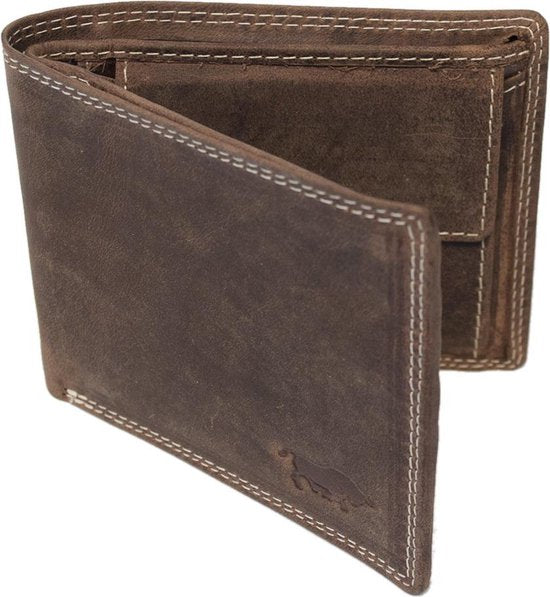 Portemonnee heren portefeuille heren rfid leer buffelleer cognac - Arrigo.nl