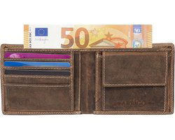 Portemonnee heren portefeuille heren rfid leer buffelleer cognac - Arrigo.nl