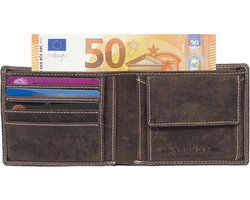 Portemonnee heren portefeuille heren rfid leer buffelleer donkerbruin - Arrigo.nl