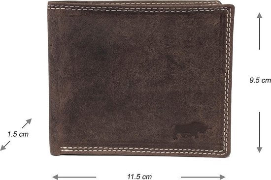 Portemonnee heren portefeuille heren rfid leer buffelleer donkerbruin - Arrigo.nl