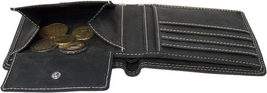 Portemonnee heren portefeuille heren rfid leer buffelleer zwart - Arrigo Leather Goods