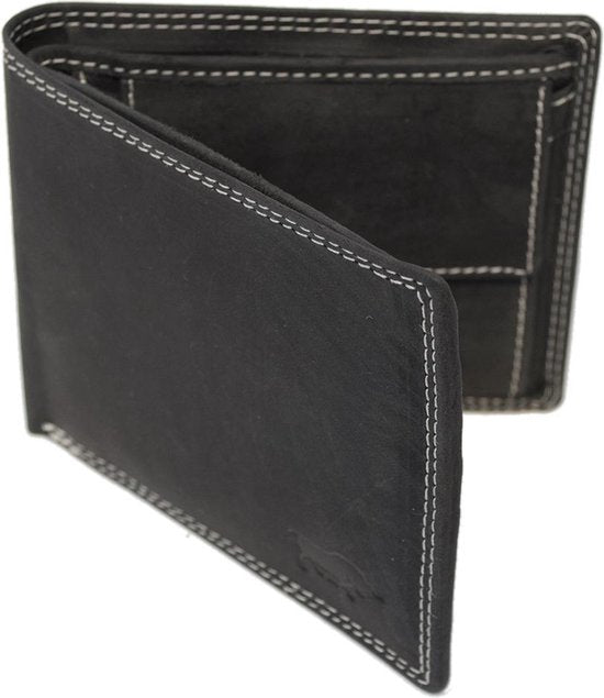 Portemonnee heren portefeuille heren rfid leer buffelleer zwart - Arrigo Leather Goods