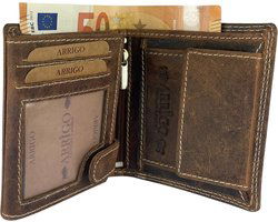 Portemonnee heren portemonnee dames cognac klein lichtbruin anti skim lederen - Arrigo Leather Goods