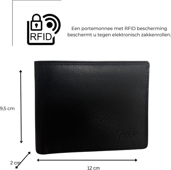 Portemonnee heren zwart echt leer heren beurs anti skim arrigo - Arrigo.nl