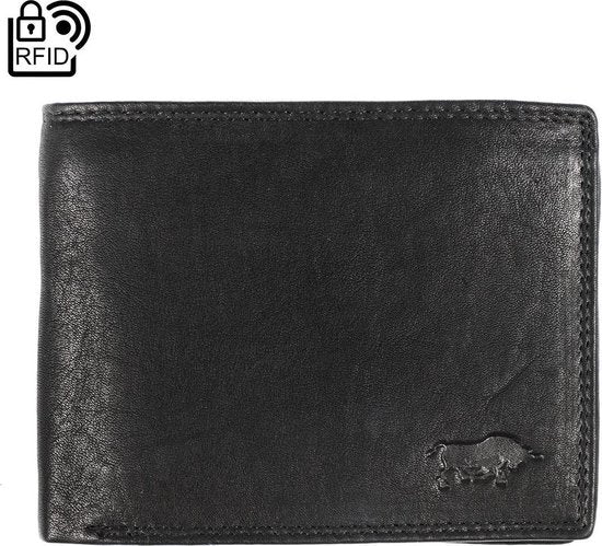 Portemonnee heren zwart groot ritsvak rfid anti skim echt leer - Arrigo.nl