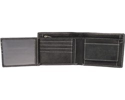 Portemonnee heren zwart groot ritsvak rfid echt leer - Arrigo Leather Goods