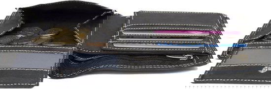 Portemonnee heren zwart groot ritsvak rfid echt leer - Arrigo Leather Goods