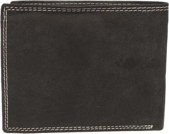 Portemonnee heren zwart groot ritsvak rfid echt leer - Arrigo Leather Goods