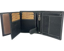 Portemonnee heren zwart klein lederen portefeuille heren anti skim heren - Arrigo.nl