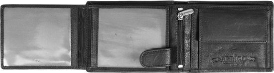 Portemonnee heren zwart rfid anti skim echt leer - Arrigo.nl